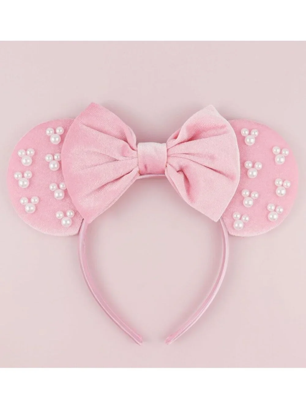 Women Pink Polyester Velvet Mickey Mouse Halloween Costume Headband